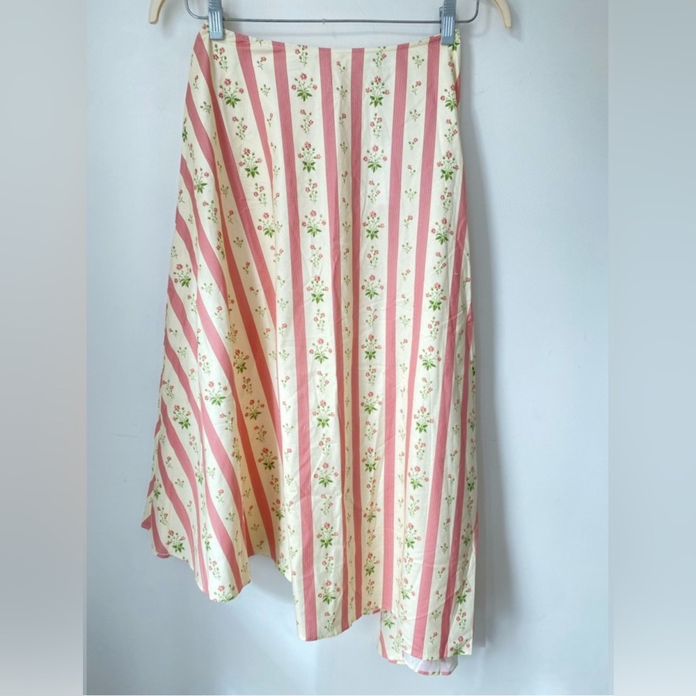 Anthropology WeWoreWhat Asymmetrical Floral Midi Skirt  Size 4 Color Lemon - Picture 4 of 13
